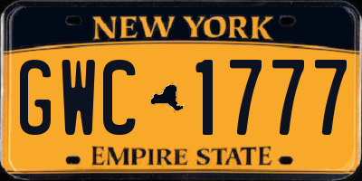 NY license plate GWC1777