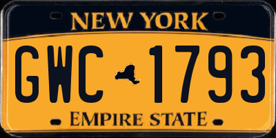 NY license plate GWC1793