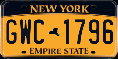 NY license plate GWC1796