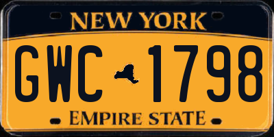 NY license plate GWC1798