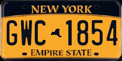 NY license plate GWC1854