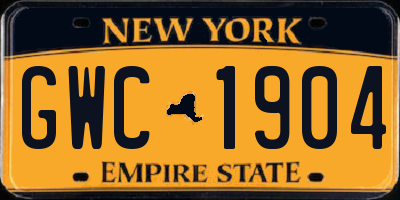 NY license plate GWC1904