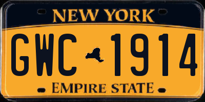 NY license plate GWC1914