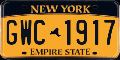 NY license plate GWC1917