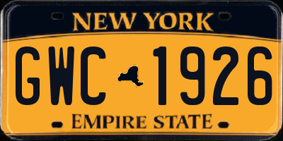 NY license plate GWC1926