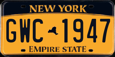 NY license plate GWC1947