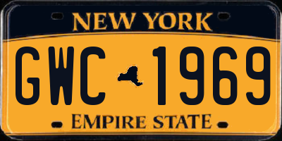 NY license plate GWC1969