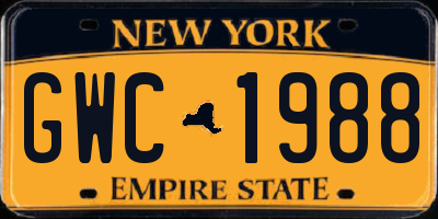 NY license plate GWC1988
