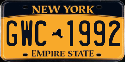 NY license plate GWC1992