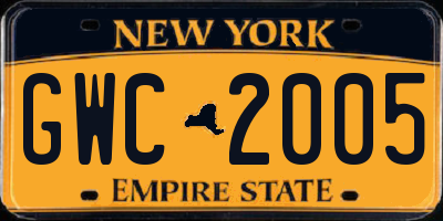 NY license plate GWC2005