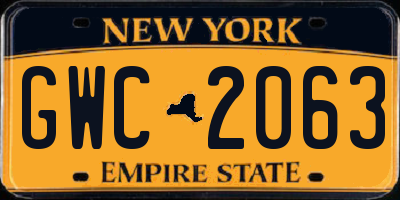NY license plate GWC2063