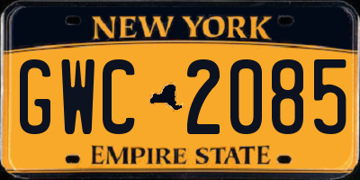 NY license plate GWC2085