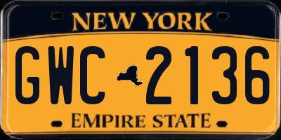 NY license plate GWC2136