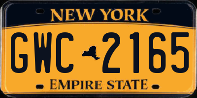 NY license plate GWC2165