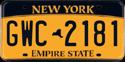 NY license plate GWC2181