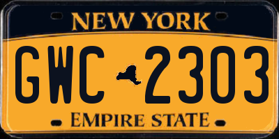 NY license plate GWC2303