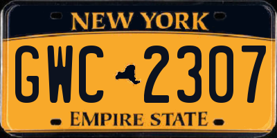 NY license plate GWC2307