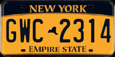 NY license plate GWC2314