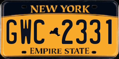 NY license plate GWC2331