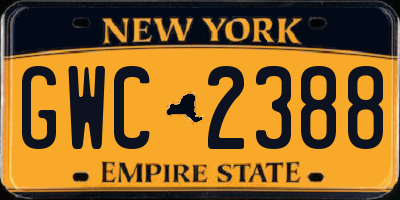 NY license plate GWC2388