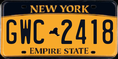 NY license plate GWC2418
