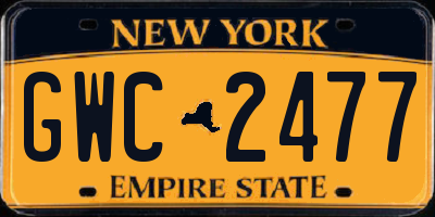 NY license plate GWC2477