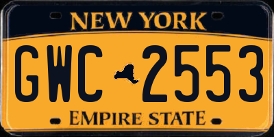 NY license plate GWC2553