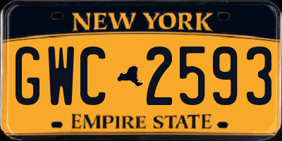 NY license plate GWC2593