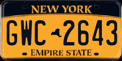 NY license plate GWC2643