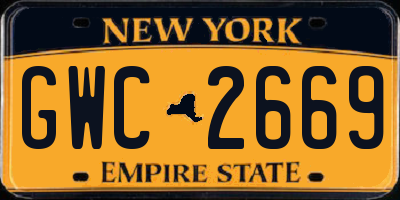 NY license plate GWC2669