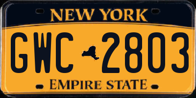 NY license plate GWC2803