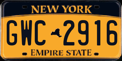 NY license plate GWC2916
