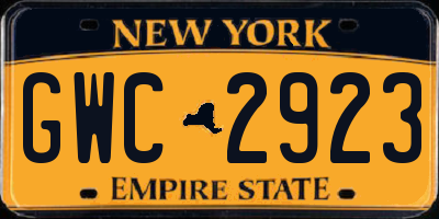 NY license plate GWC2923