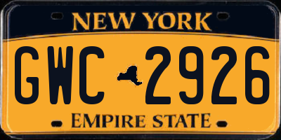 NY license plate GWC2926