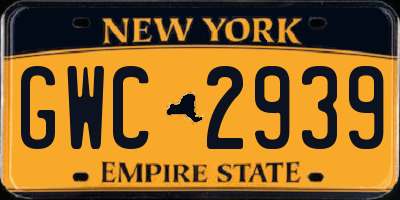NY license plate GWC2939