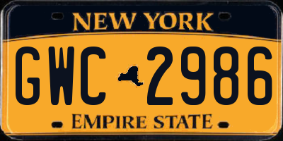 NY license plate GWC2986
