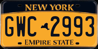 NY license plate GWC2993