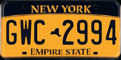NY license plate GWC2994