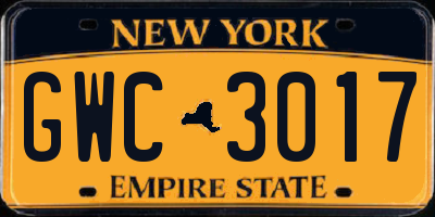NY license plate GWC3017