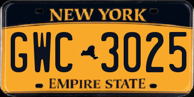 NY license plate GWC3025
