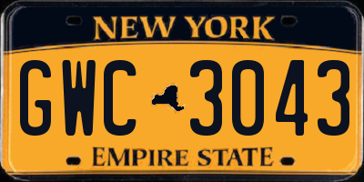 NY license plate GWC3043