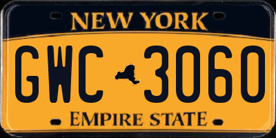 NY license plate GWC3060
