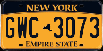 NY license plate GWC3073