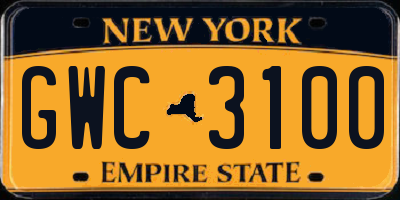 NY license plate GWC3100