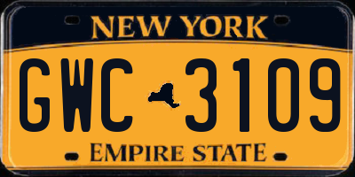 NY license plate GWC3109