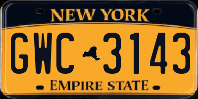 NY license plate GWC3143