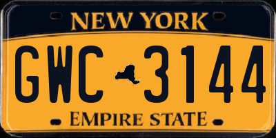 NY license plate GWC3144