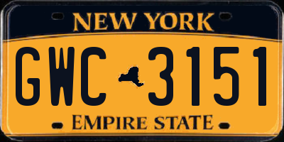 NY license plate GWC3151