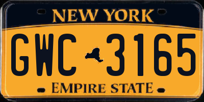 NY license plate GWC3165