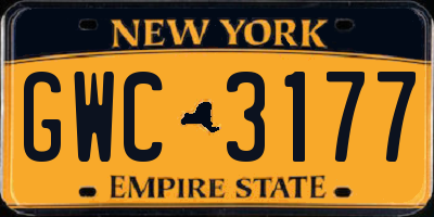 NY license plate GWC3177